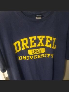 DREXEL UNIVERSITY, Navy Short Sleeve Tee with Yellow Logo